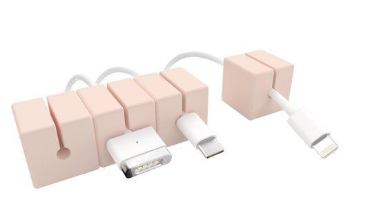 Function101 Cable Blocks 4 Pack | Pink | Magnetic Weighted Silicone Cord Organizer for Desk, Home, Office, Nightstand | Flexible and Tangle-Free Cable