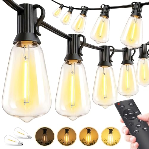Outdoor Lights String Patio Outside - 100ft 30M LED Waterproof Light - Hanging Lighting ST38 Shatterproof Edison Bulb Deck Backyard Gazebo Balcony