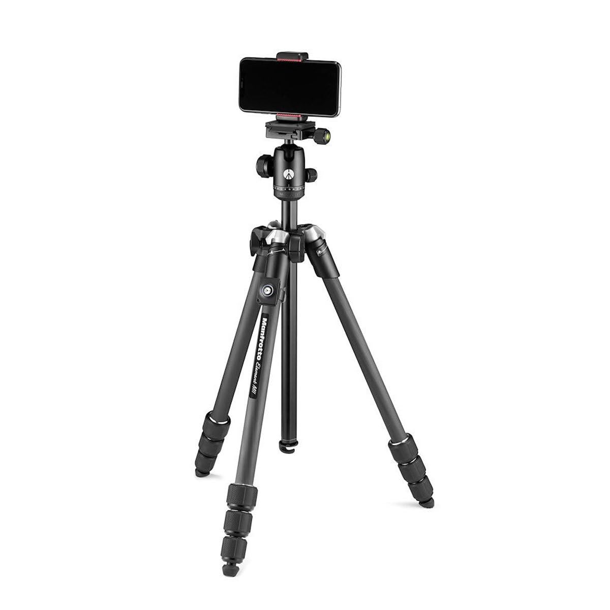 Manfrotto Element MII Mobile Bluetooth 4-Section Carbon Fiber Traveler Tripod, Black