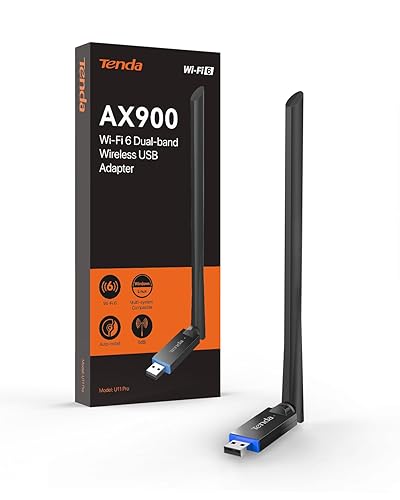 Tenda AX900 WiFi Adapter WiFi 6- Dual-Band 600Mbps 5GHz/ 286Mbps 2.4GHz, 6dBi High Gain Antenna, Wireless WiFi Adapter for Windows 11/10/7 USB WiFi