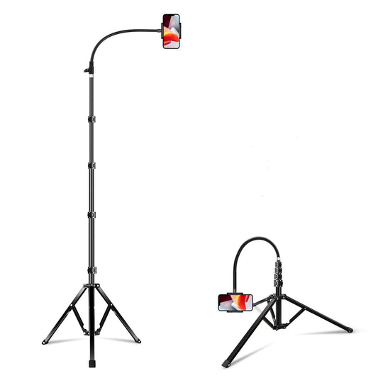 Elitehood 6.7 Feet Tall Phone Tripod, Heavy Duty Metal iPhone Tripod Stand with Remote, 17" Gooseneck Overhead Phone Mount for iPhone 15 14 13 Pro Max