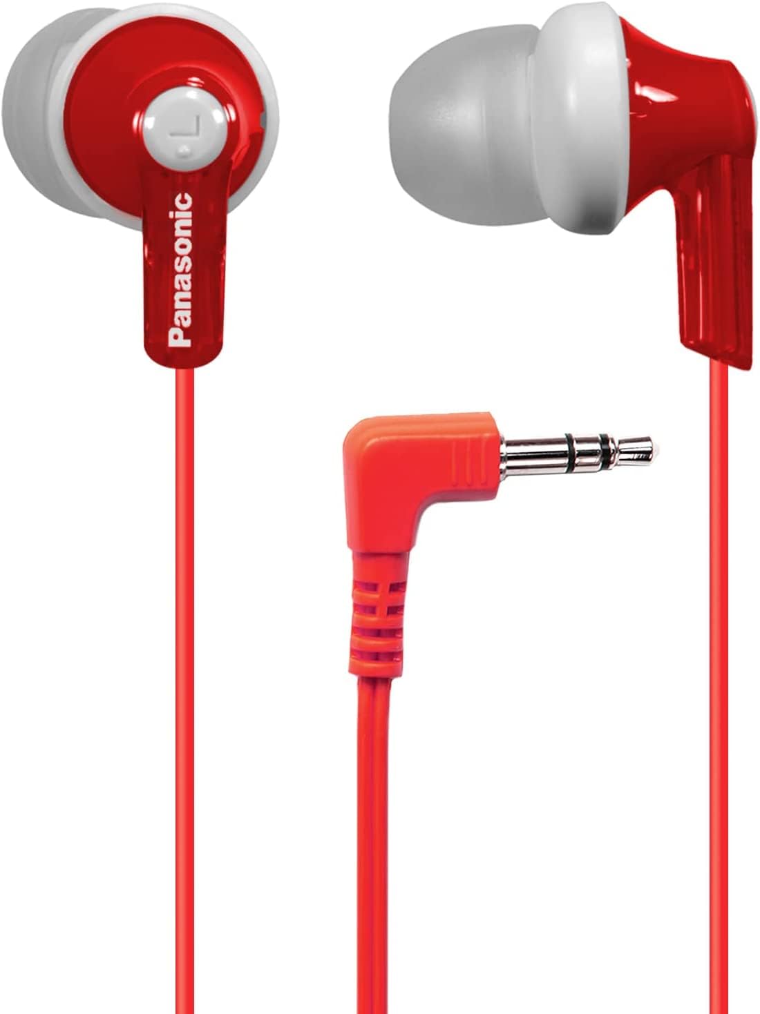 Panasonic ErgoFit In-Ear Earbud Headphones RP-HJE120-R (Red) Dynamic Crystal Clear Sound, Ergonomic Comfort-Fit