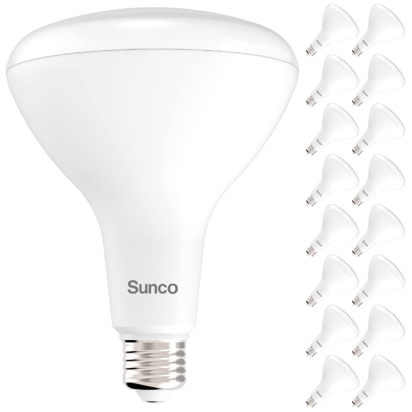 Sunco 16 Pack BR40 LED Flood Light Bulb, E26, 17W=100W, 6000k Daylight DLX