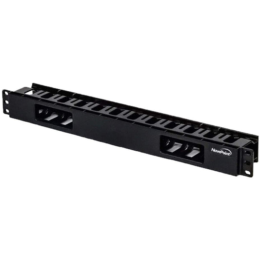 Navepoint 1U Horizontal 19-Inch Rack Mount Cable Management Raceway Duct Panel with Cover Black