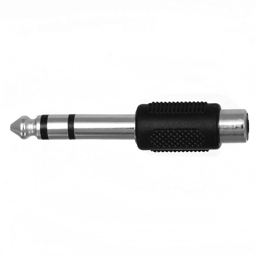 CESS 6.35mm 1/4 Inch Stereo TRS Male Plug to RCA Female Jack Silver Adapter Connectors - 6.35mm Stereo Male to RCA Female (4 Pack)