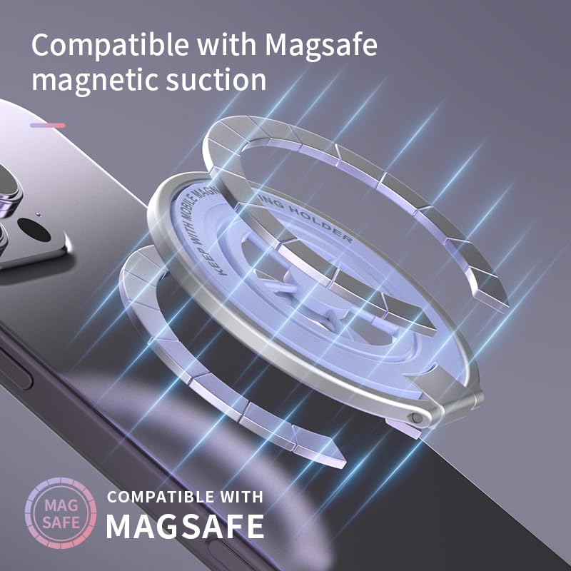 Magnetic Phone Ring Holder for MagSafe, Lucky Wheel Fidget Spinner Phone Grip, Dual Sided Magnets Phone Stand for iPhone/Mag Case, Morandi Aesthetic