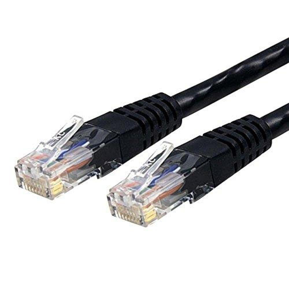 StarTech 50ft CAT6 Ethernet Cable - Black CAT 6 Gigabit Ethernet Wire -250Mhz 100W PoE RJ45 UTP Molded Network Patch Cord with Strain Relief