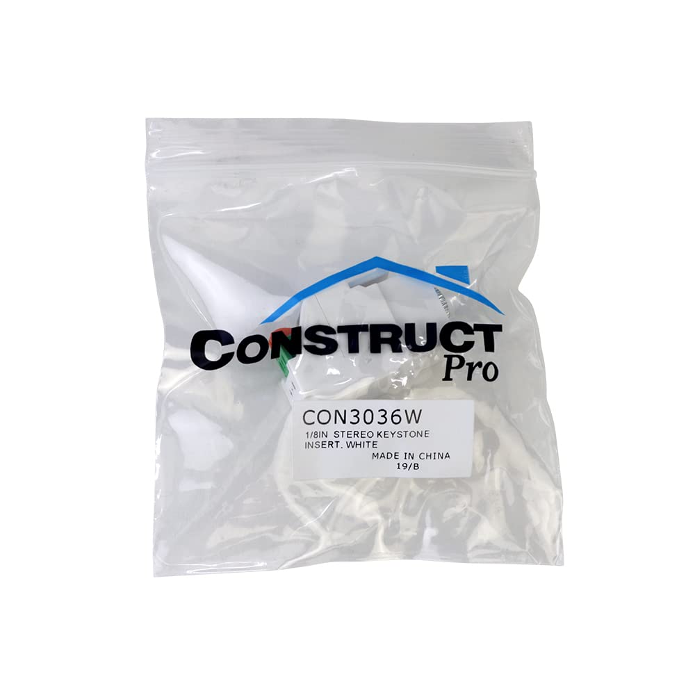 Construct Pro Keystone Jack 1/8 Inch Stereo Mini Plug (White)