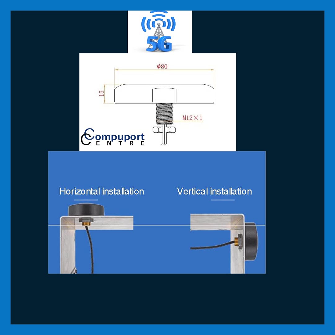 CompuPort MIMO 5G LTE Puck Antenna Freq: 2X 698-960/1710-3800MHz with Dual-Diversity 3' SMA Male Cables, Compatible with Sierra Airlink, Teltonika