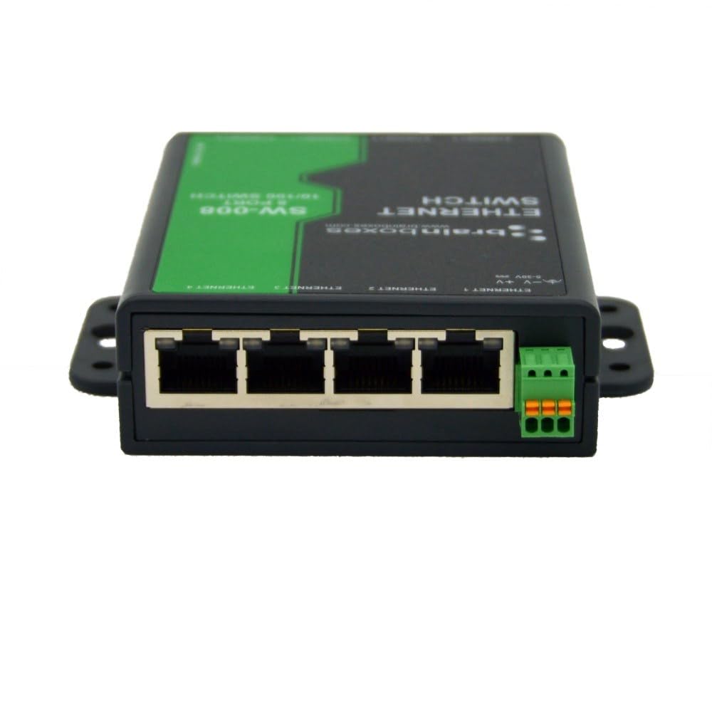 Brainboxes 8 Port Unmanaged Ethernet Switch Wall Mountable,Light Industrial,SW-008