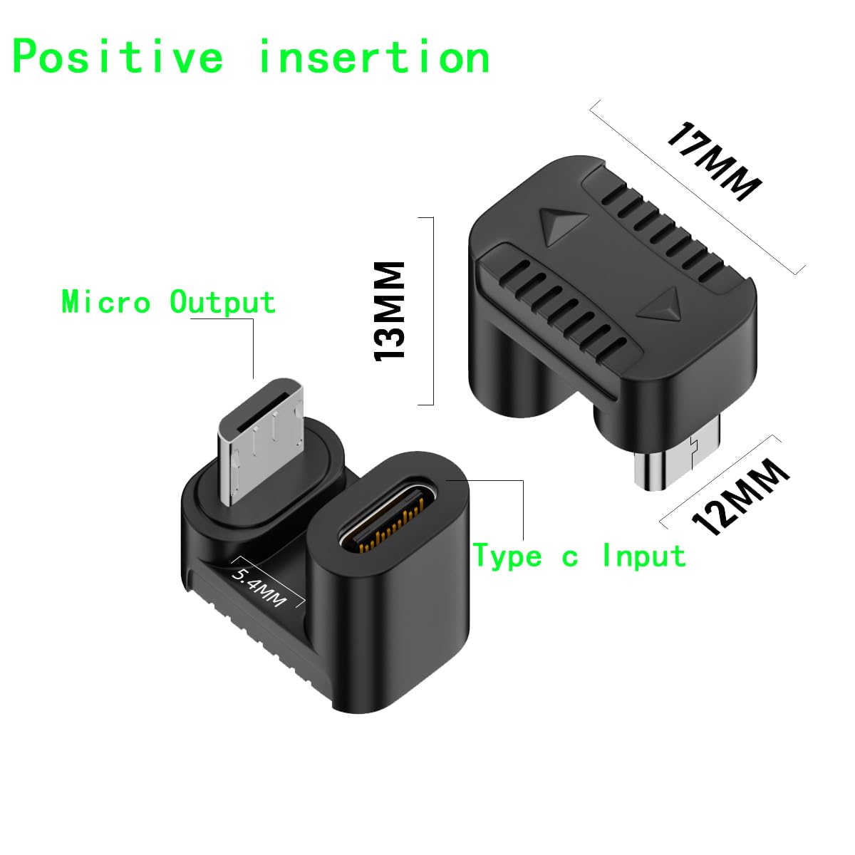 ZJKJHJY 360Degree Angled Type USB-C USB2.0 Type C Female to Micro USB Male Power Data Adapter,3 Pack
