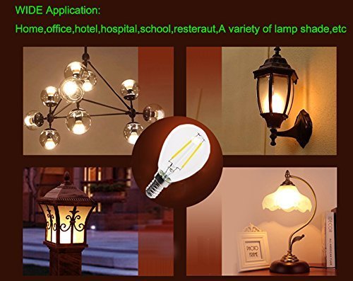 CTKcom 2W G45/G14 Candelabra LED Bulbs Dimmable(4 Pack)- E14 Base Vintage Edison LED Bulb 20W Equivalent 2700K Warm White Lamp for Home,Pendant