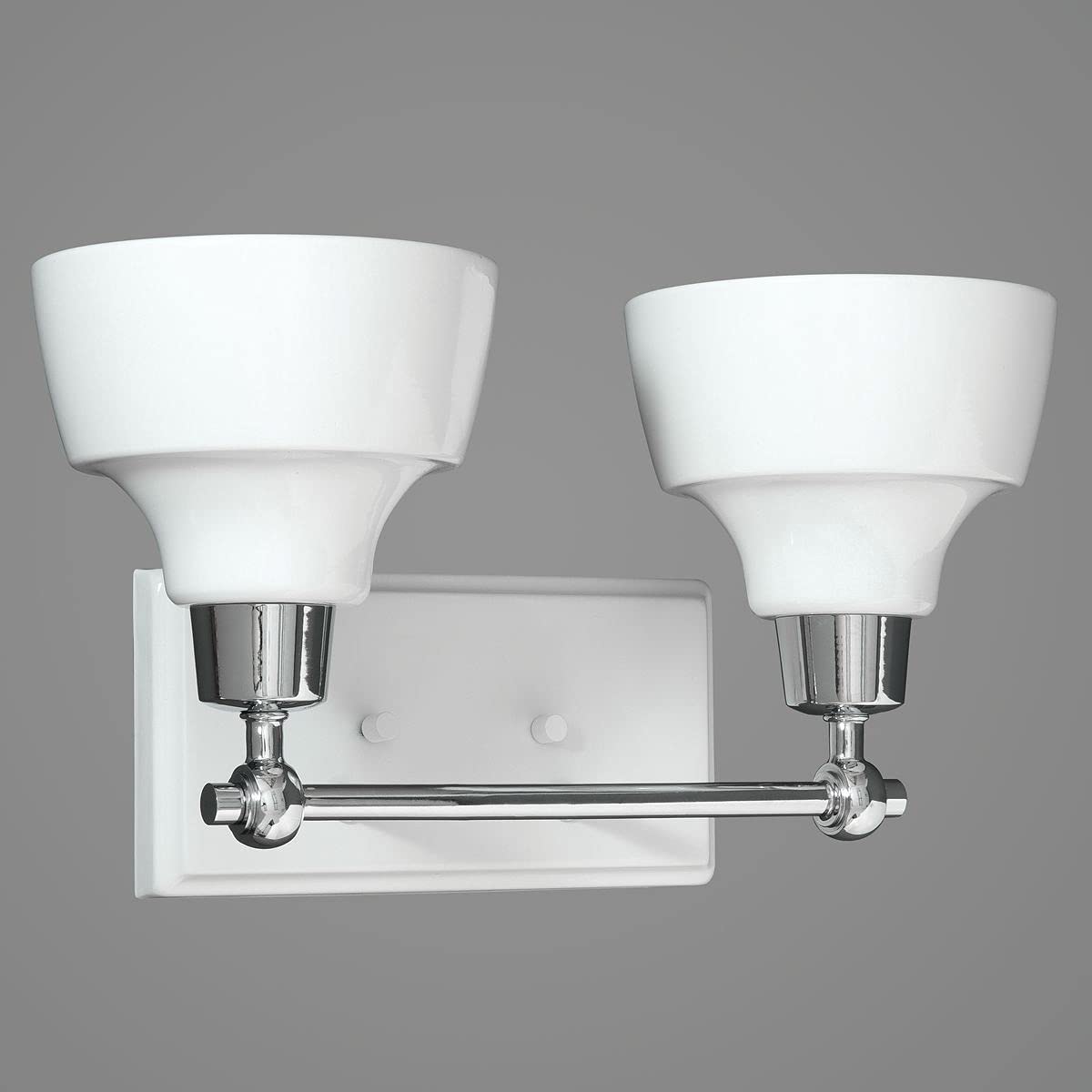 Progress Lighting Bramlett Collection 2-Light White Metal Shade Coastal Bath Vanity Light Polished Chrome
