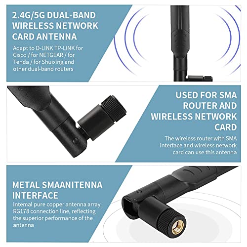 ASHATA Dual Band 2.4GHz 5GHz 8dBi SMA Antenna Directional for Router RTAC68U EX6200 AC15 AC68U RTAC88U AC88U AC3200 AC66U Network Card