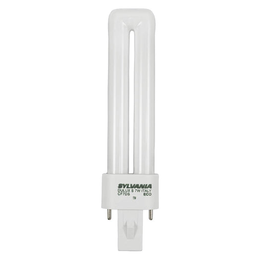 Sylvania DULUX 7W Single Compact Fluorescent Lamp, GX23 2-Pin Base, 4100K Cool White, 1 Pack