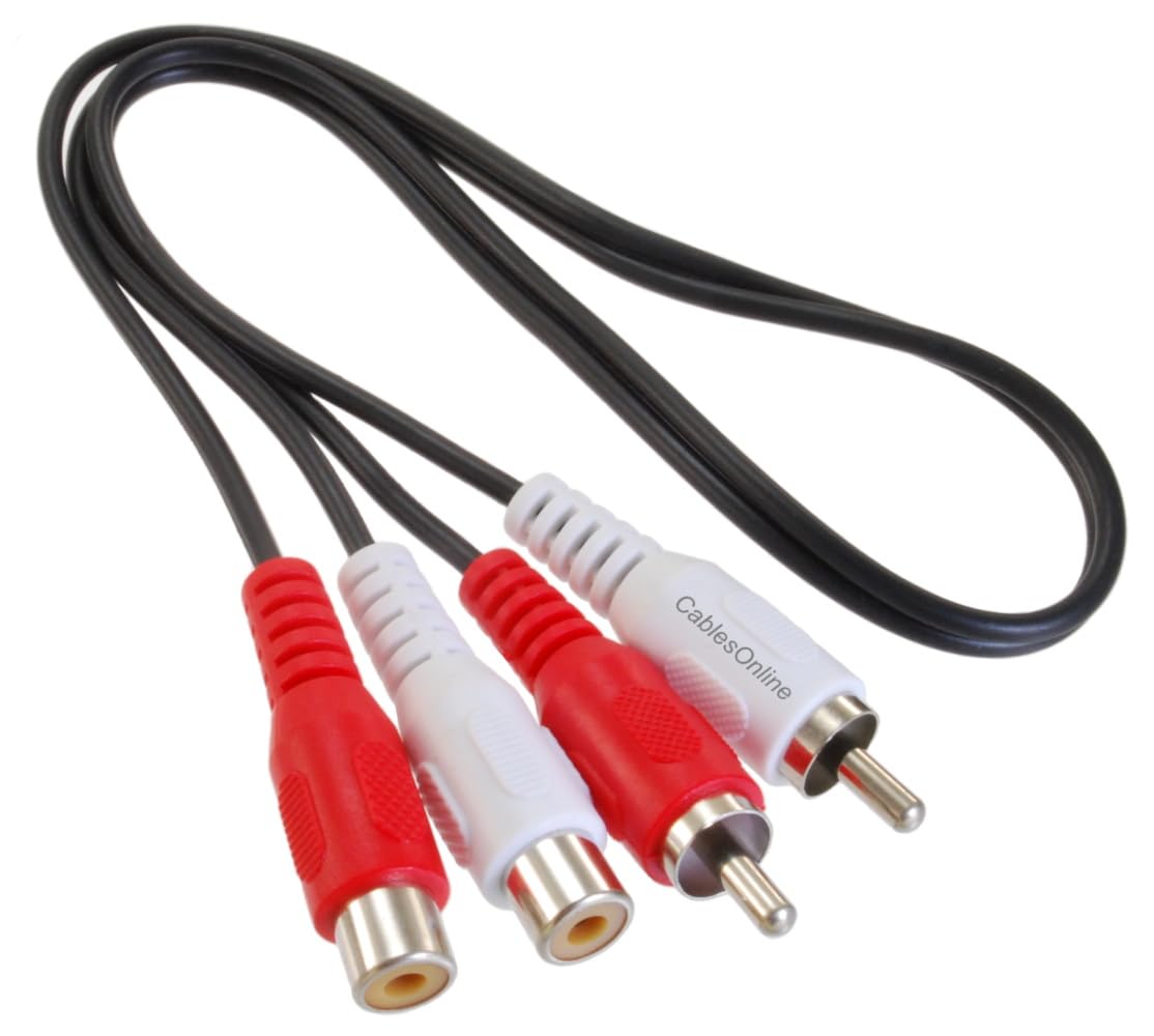 CablesOnline, 18-inches 2-RCA Male to 2-RCA Female Red/White Stereo Audio Extension Cable, AV-E401HRW
