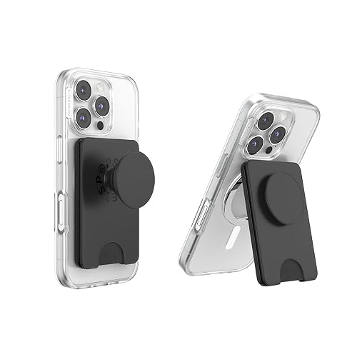 PopSockets Kick-Out Wallet for MagSafe, Adjustable Kickstand, Magnetic Stand - Black