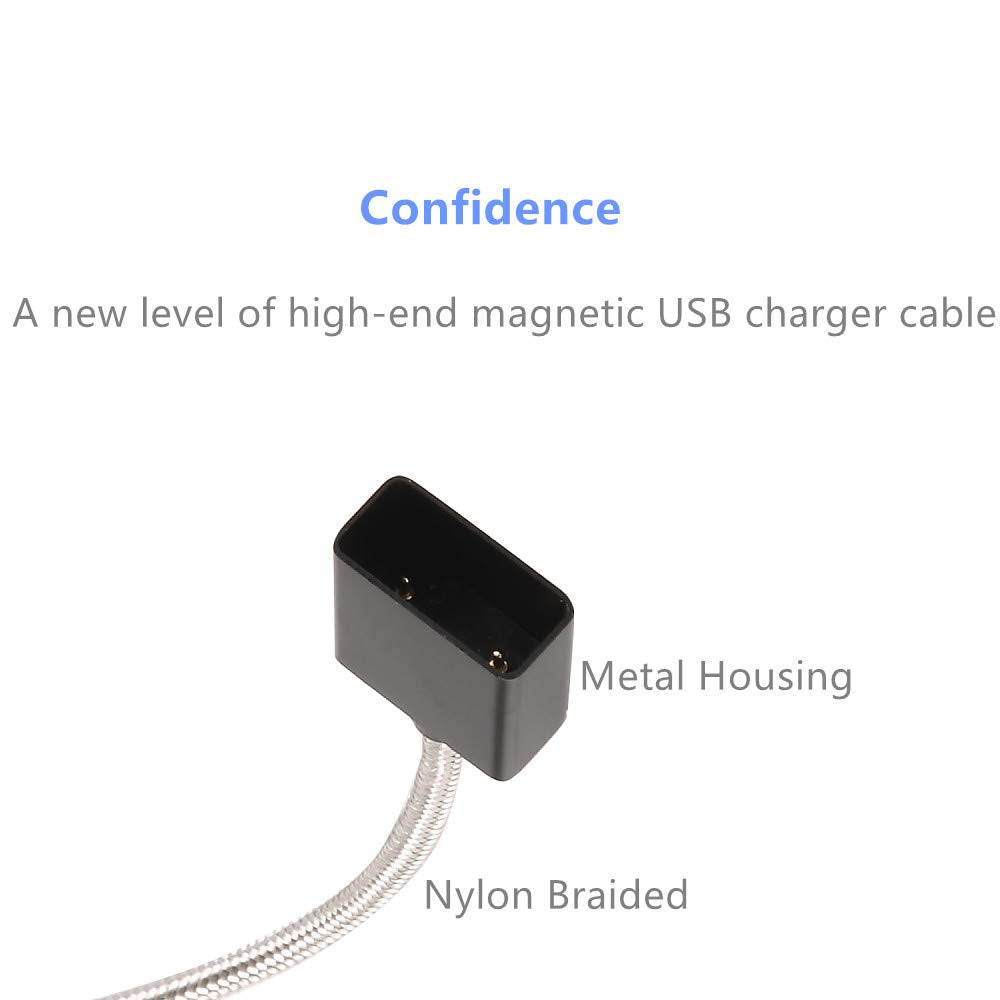 DRX [2-Pack 2.6ft] DR Magnetic USB Charger Cable, Double-Braided Nylon Fast Charging Cable. (Grey)