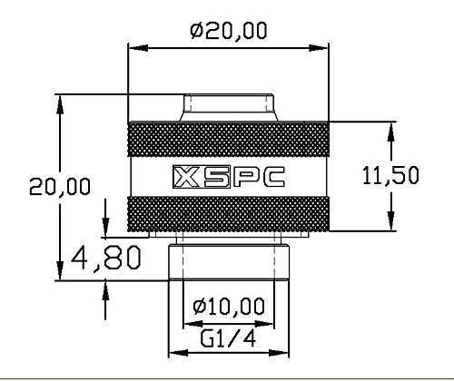 XSPC G1/4" to 3/8" ID, 1/2" OD Compression Fitting V2 for Soft Tubing, Matte Black, 6-Pack
