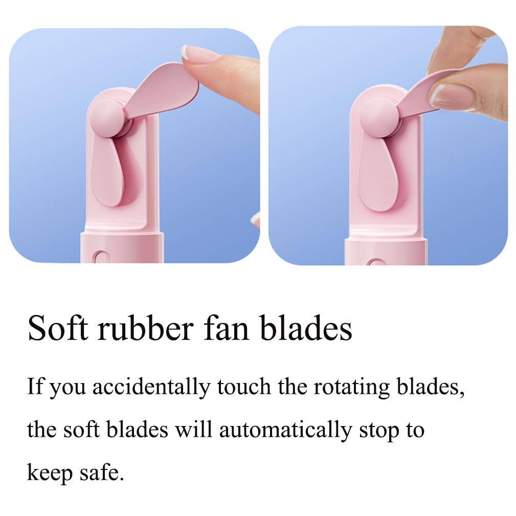 NANGOALA Handheld Portable Electric Fans Battery Operated Rechargeable with 3 Speed, USB -Powered Desktop Fans for Girls Women Indoor & Outdoor