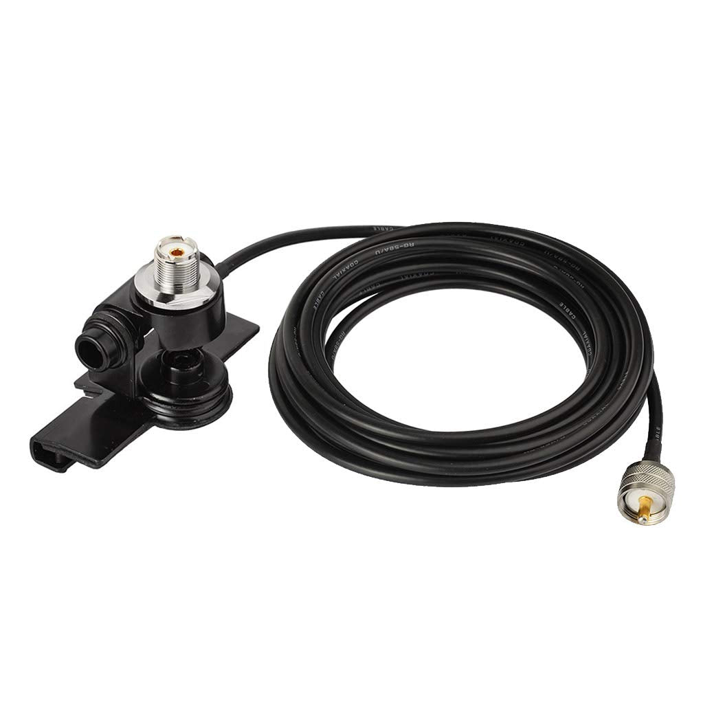 Bingfu Antenna Lip Mount Bracket for Car & Truck - 5m RG58 Coaxial Cable with UHF PL259 Male to SO239 Female Bulkhead Connector - Compatible with Ham