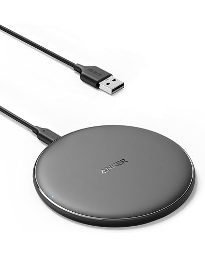 Anker 313 Wireless Charger (Pad), Qi-Certified, 10W Max Fast Charging for Samsung, Compatible with iPhone 16 Plus/15 Plus/14 Plus/12, AirPods (No AC