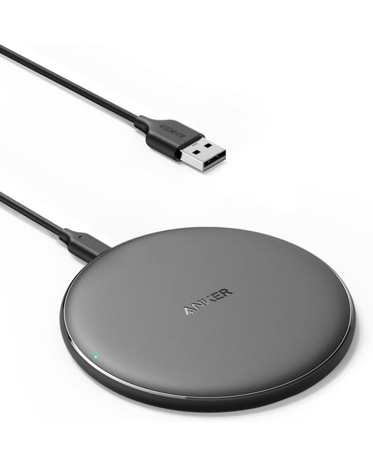Anker 313 Wireless Charger (Pad), Qi-Certified, 10W Max Fast Charging for Samsung, Compatible with iPhone 16 Plus/15 Plus/14 Plus/12, AirPods (No AC