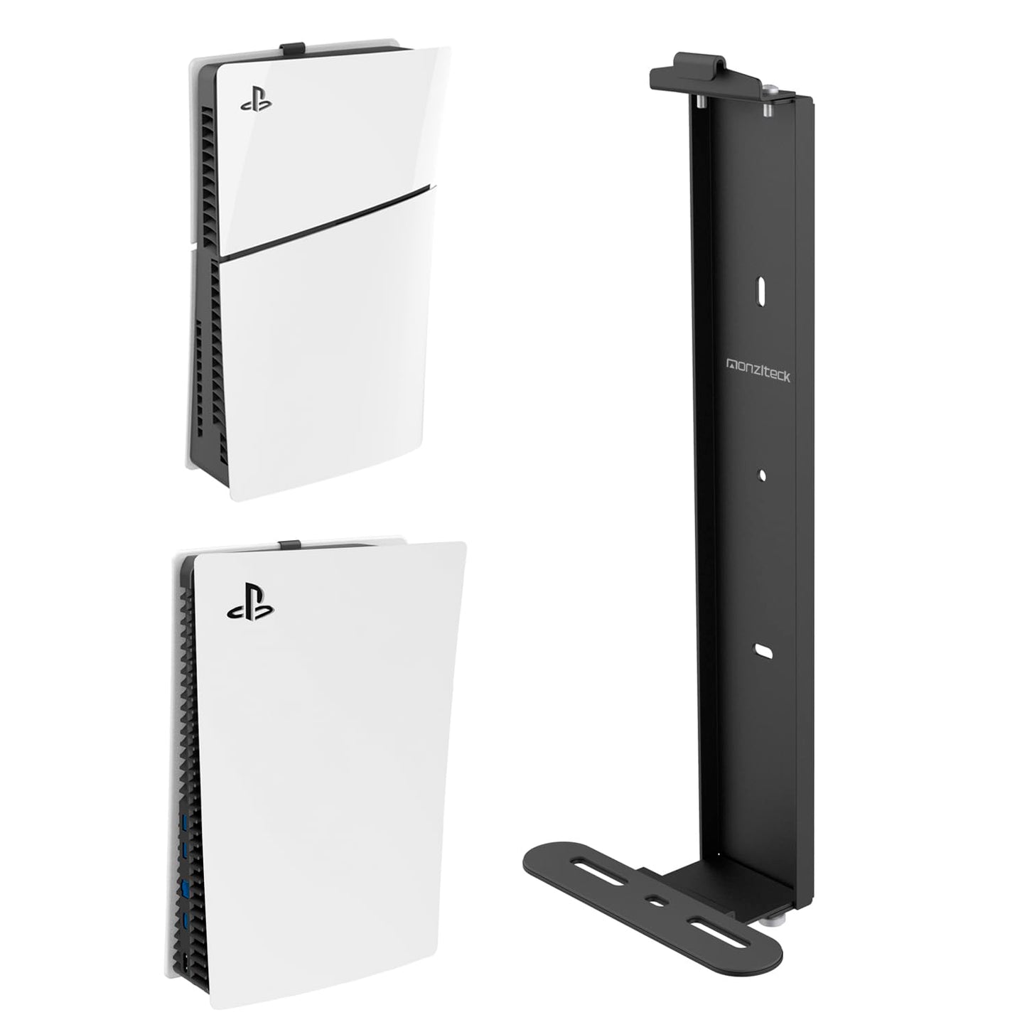 Monzlteck Wall Mount for PS5 Slim/PS5 Pro -Steel Mount Wall Holder Bracket for PS5 Original and PS5 Slim/Pro(Digital and Disc),Sturdy and Not Fall