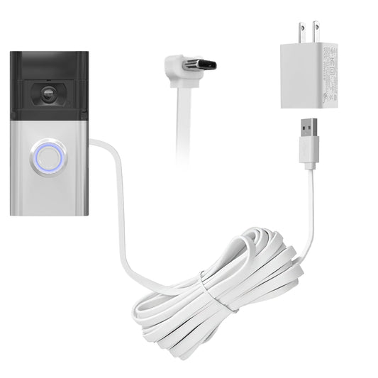 sudenwlis Bent Type-C Charging Cable for Ring Battery Doorbell(2024 Release) 16.4-Foot doorbell Charging Cable Sustainable Power Supply
