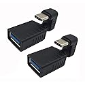 Traovien USB C 180 Degree Adapter (2-Pack), U Shape USB C to USB 3.0 A Male to Female Adapter Convertor Extension for Laptop, Tablet, Mobile Phone