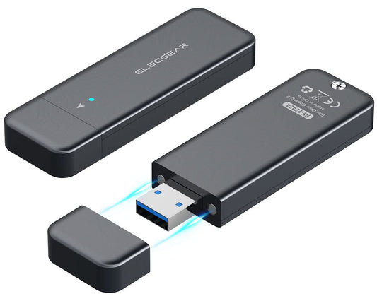 ElecGear USB Mini Enclosure for 2230/2242 NVMe and SATA M.2 SSD, PCIe and Serial ATA Aluminum Housing Case with Magnet Cap, 10Gbps Flash Drive