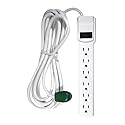 Go Green Power Inc. 12ft Surge Protector with 6 Outlets - Heavy Duty, Circuit Breaker, Mountable - Sleek Design Perfect for Home & Office