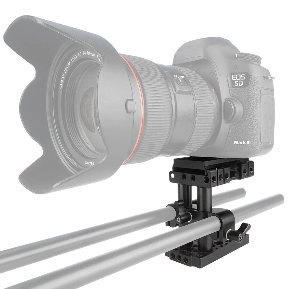 NICEYRIG 15mm Rail Riser Rig System Quick Release Base Kit with QR Plate 15mm Rod Riser Clamp Short Rods Applicable DSLR Camera