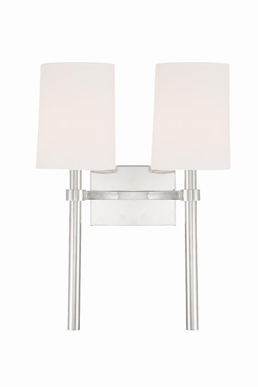 Crystorama Bromley 2 Light Polished Nickel Sconce