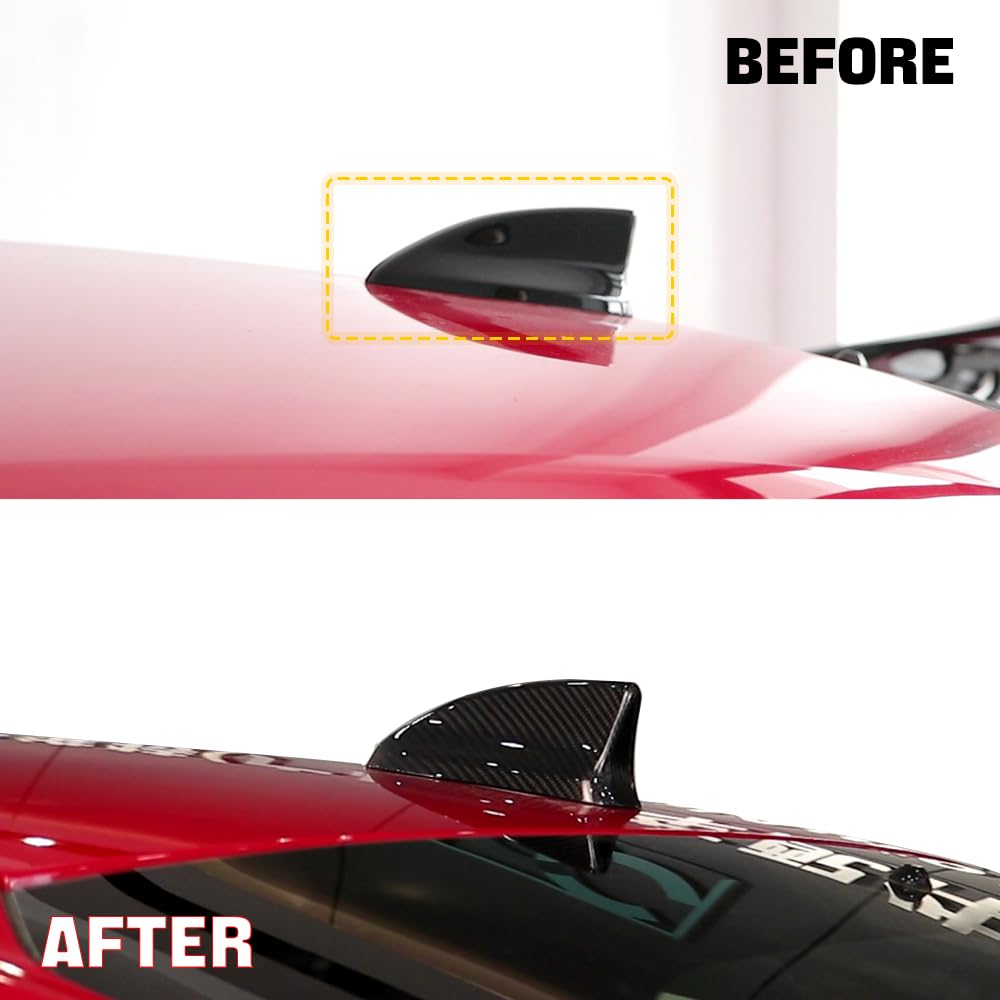 JSWAN Carbon Fiber Car Roof Shark Fin Antenna Base Cover Trim for 11th Gen Civic Hatchback Type r FL5 Typer Roof Aerial Radio Signal Base Exterior