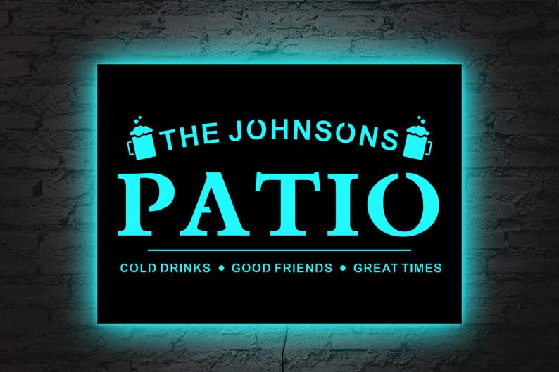 Personalized Family Name Patio Wood Neon Sign, Welcome To The Patio Established Date Night Light, Personalized Patio Sign, Outdoor Patio Neon Light
