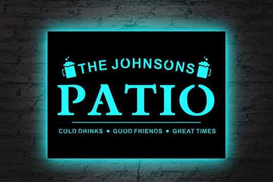 Personalized Family Name Patio Wood Neon Sign, Welcome To The Patio Established Date Night Light, Personalized Patio Sign, Outdoor Patio Neon Light
