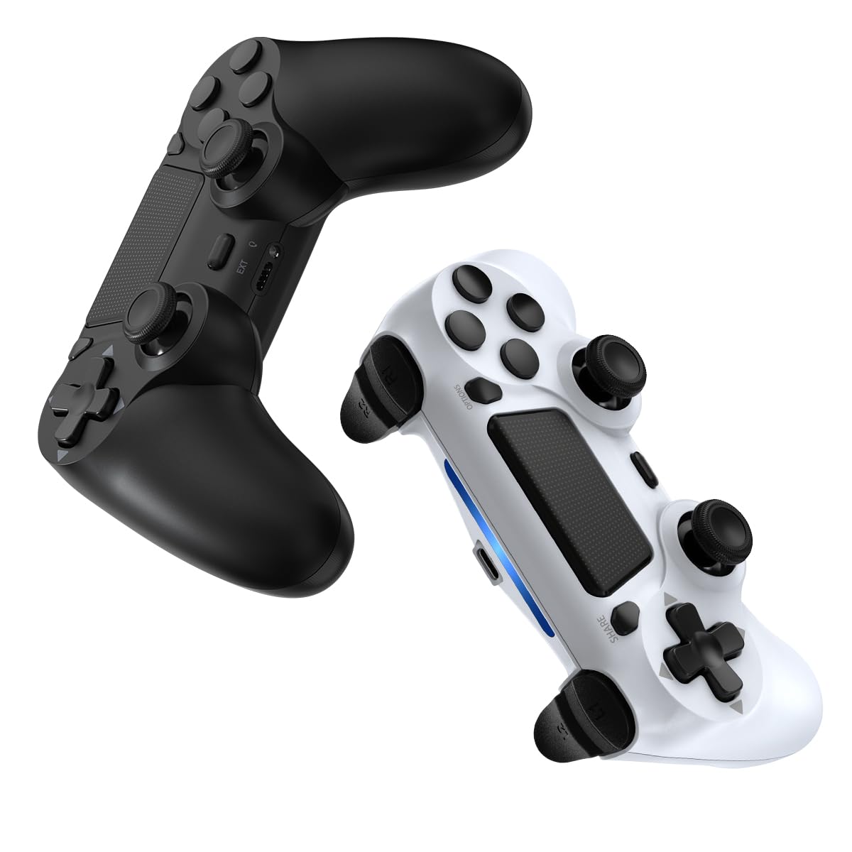 Wuthur 2 Pack Wireless Controller Compatible with PS4 / Pro/Slim (Black & White)
