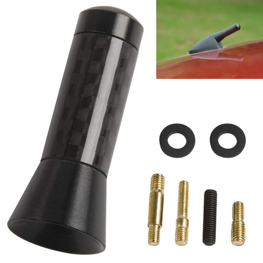 1.4" Short Carbon Fiber Antenna Aluminum Black Vehicle Car Aerial Universal Replacement by GTP