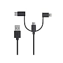 Monoprice 118789 Apple MFi Certified USB to Micro USB + USB Type-C + Lightning Charge And Sync Cable - 3 Feet - Black