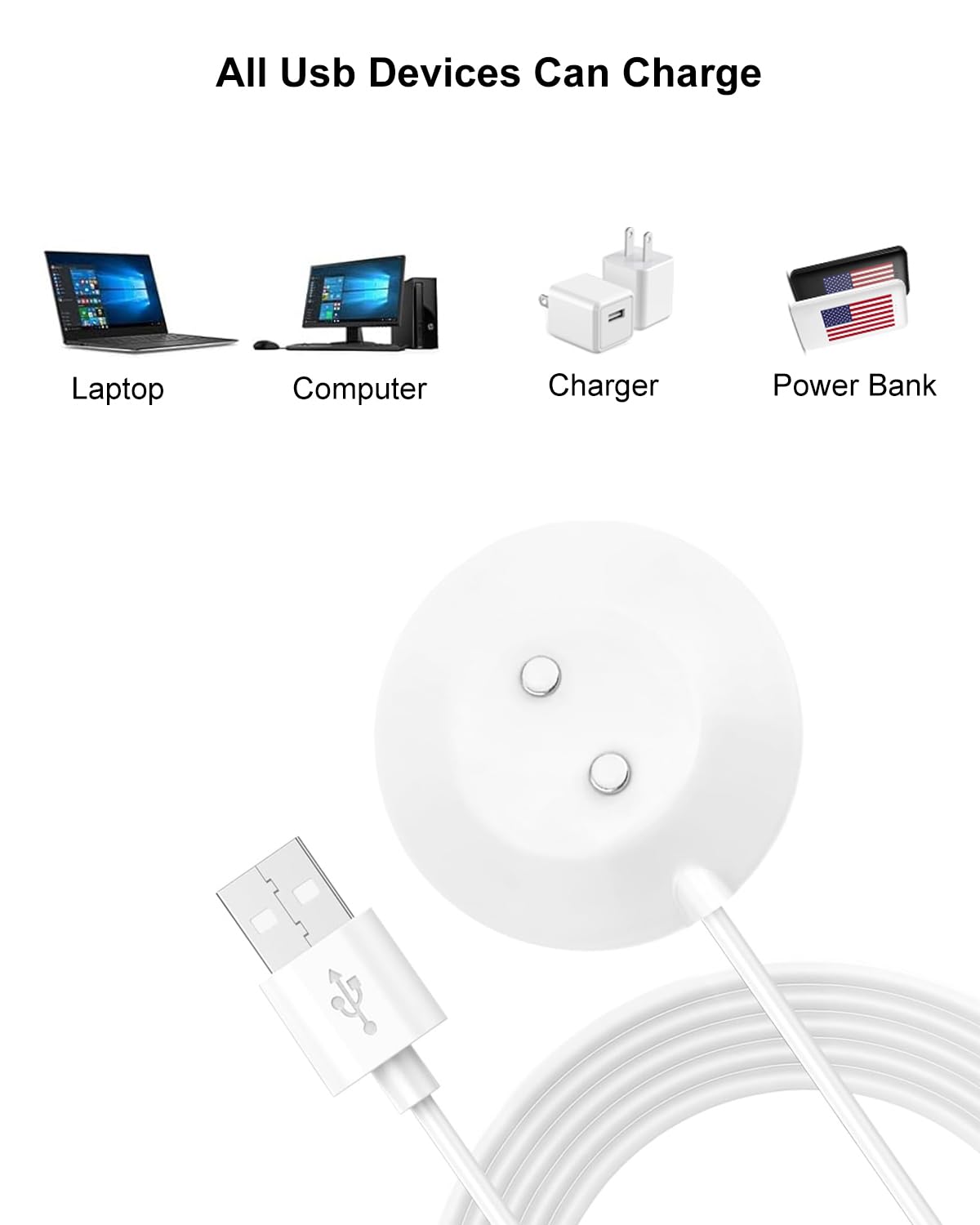 Rose Charger - Magnetic Charger Replacement - Fast Charging USB Cable Standing Dock Station for Rose Only (White, 2PACK)