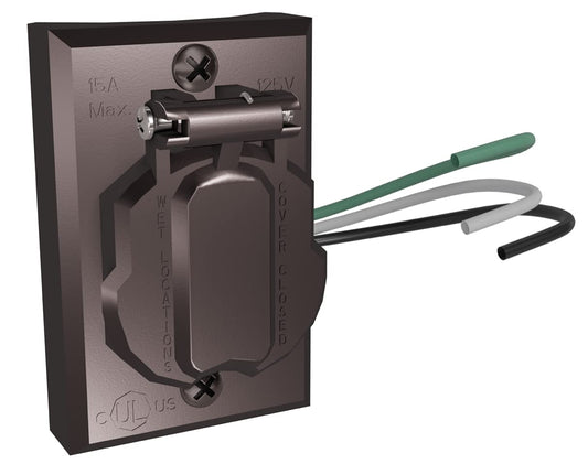 Solus SCO-338 120V Grounded Outdoor Convenience Outlet for Lamp Posts & Poles, UL Listed, Weather-Resistant with Protective Cover (Bronze, Single)