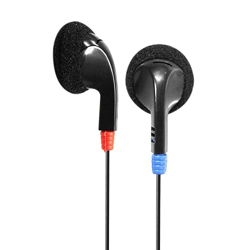 HamiltonBuhl HA‑BUD Ear Bud Headphones - In‑Ear Stereo Earbuds with 4 ft Cord, Soft Foam Cushions, 3.5mm Right‑Angled Plug - Classroom, Testing…