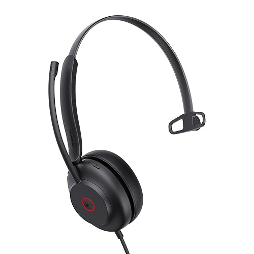 Yealink UH35 USB Headset with Microphone,Mono Wired Headset with Noise Cancelling Mic,Computer Headset Teams Certified,for Home Office Online Meeting