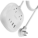 Ceptics Compact Travel-Sized USB Power Strip with Surge Protection, Grounded Dual USB and USB-C Ports, 21W Total Output, and 5-Foot Cord - Ideal