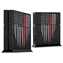 MightySkins Skin Compatible with Sony PS4 Console - Thin Red Line | Protective, Durable, and Unique Vinyl Decal wrap Cover | Easy to Apply, Remove