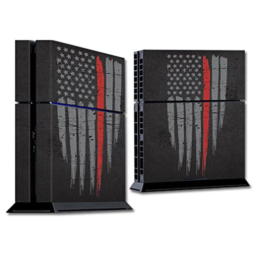 MightySkins Skin Compatible with Sony PS4 Console - Thin Red Line | Protective, Durable, and Unique Vinyl Decal wrap Cover | Easy to Apply, Remove