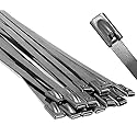 Electriduct 304 Stainless Steel Cable Ties 4 Inch 200 Lbs Heavy Duty Self Locking Ball Lock Zip Ties UV Resistant (25 Pack)
