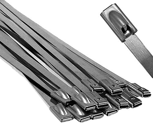 Electriduct 304 Stainless Steel Cable Ties 4 Inch 200 Lbs Heavy Duty Self Locking Ball Lock Zip Ties UV Resistant (25 Pack)