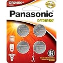 Panasonic CR2450 3.0 Volt Long Lasting Lithium Coin Cell Batteries in Child Resistant, Standards Based Packaging, 4-Battery Pack